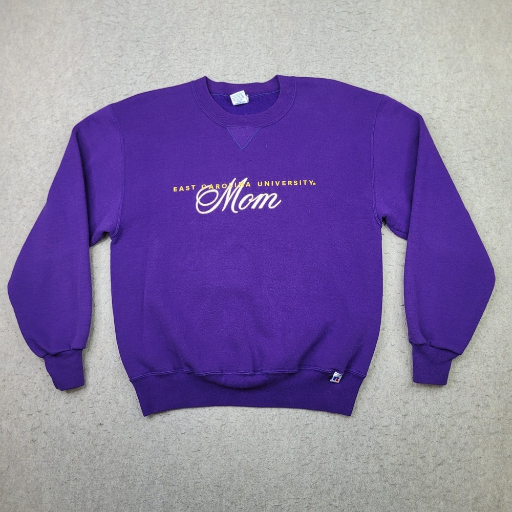 Vintage‎ Russell Athletic ECU Sweatshirt Womens M Purple Crewneck East Carolina